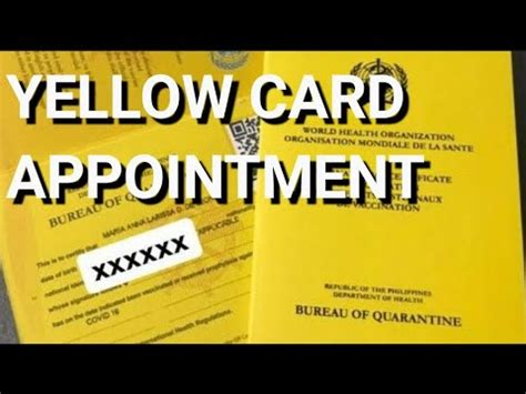 bureau of quarantine yellow card appointment